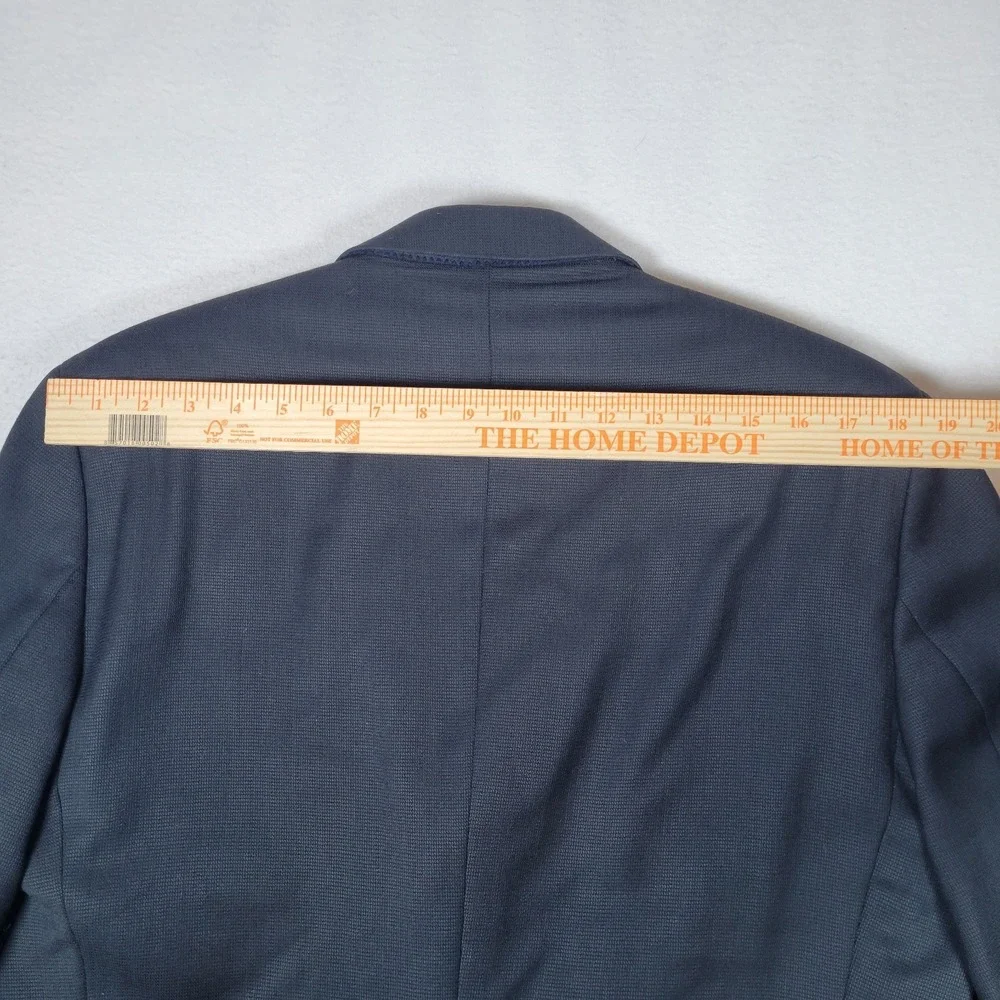 Pronto Uomo 100% Worsted Wool Blazer 40 Tall Blue Black 2 Button Made‎ in Canada